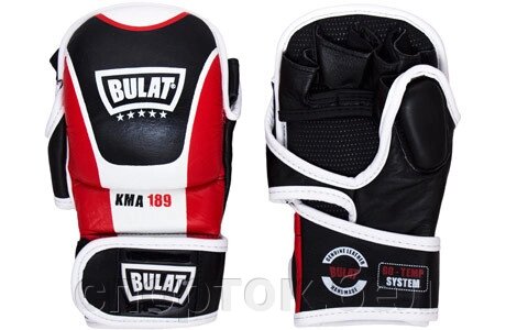 Перчатки Full Contact MMA BULAT кожа черные с красным и белым р-р S  , KMA-189-S от компании Интернет-магазин «SportОК» - фото 1