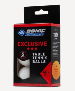 Мячи наст. тенн. DONIC 3* Exclusive, белый, 6 шт