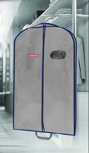 Чехол для одежды объемный Hausmann с овальным окном ПВХ и ручками 60x100x10, серый
