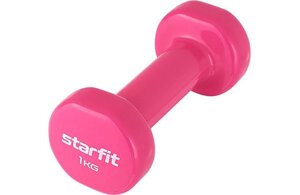 Гантели виниловые 1 кг x 2 шт, STARFIT (розовый) , DB-101-1-PI