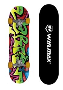 Скейтборд Winmax (кит. клен), колесо 50х36 мм. зеленый граффити) ABEC-7 , WME05015Z3