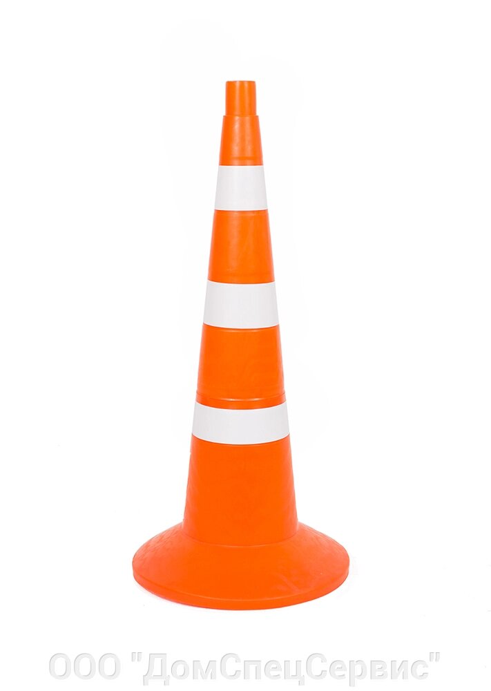 Конус сигнальный с утяжелителем КС 3.4.0 (750 мм) оранжевый, 3 белые полосы от компании ООО "ДомСпецСервис" - фото 1