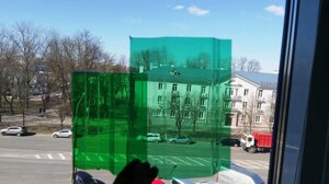 Профилированный монолитный поликарбонат, зеленый 0,8 мм (трапеция 70*14мм) лист 1050*2000мм