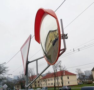 Зеркало сферическое с козырьком ЗС-1200 дорожное