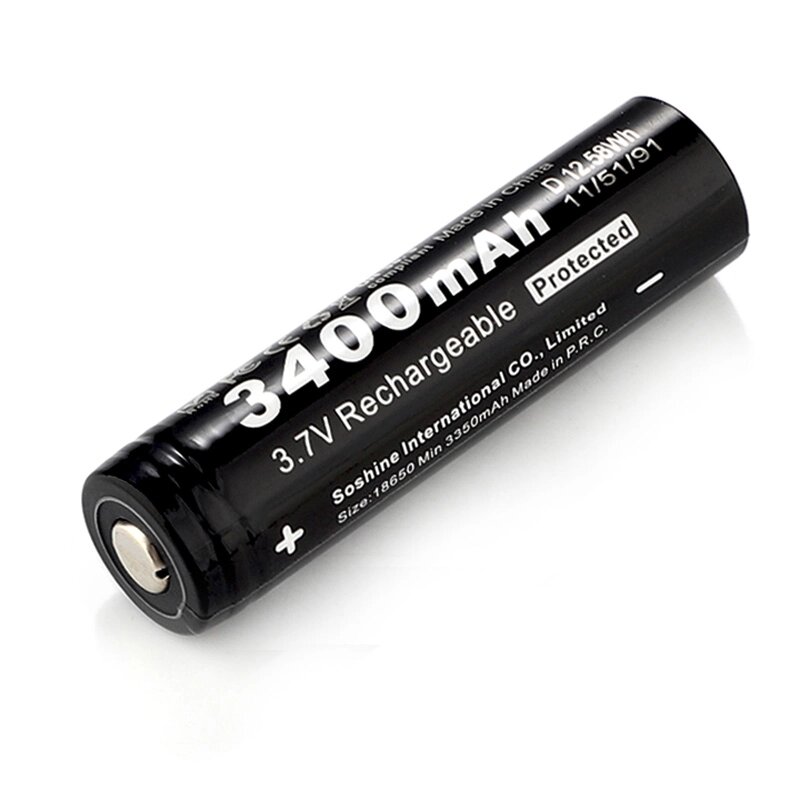 Аккумулятор 18650 Soshine 3.7V 3400mAh с защитой от компании Интернет-магазин отделочных материалов «Konturs. by» - фото 1