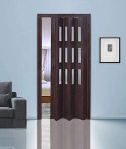 Дверь-гармошка со стеклом венге Фаворит