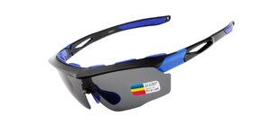 Очки солнцезащитные XQ410, черно-синие / дымчатые) +3 доп. линзы