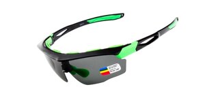 Очки солнцезащитные XQ410, черно-зелёные / дымчатые) +3 доп. линзы