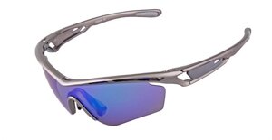 Очки солнцезащитные XQ505, серый металлик / синие revo) +2 доп. линзы