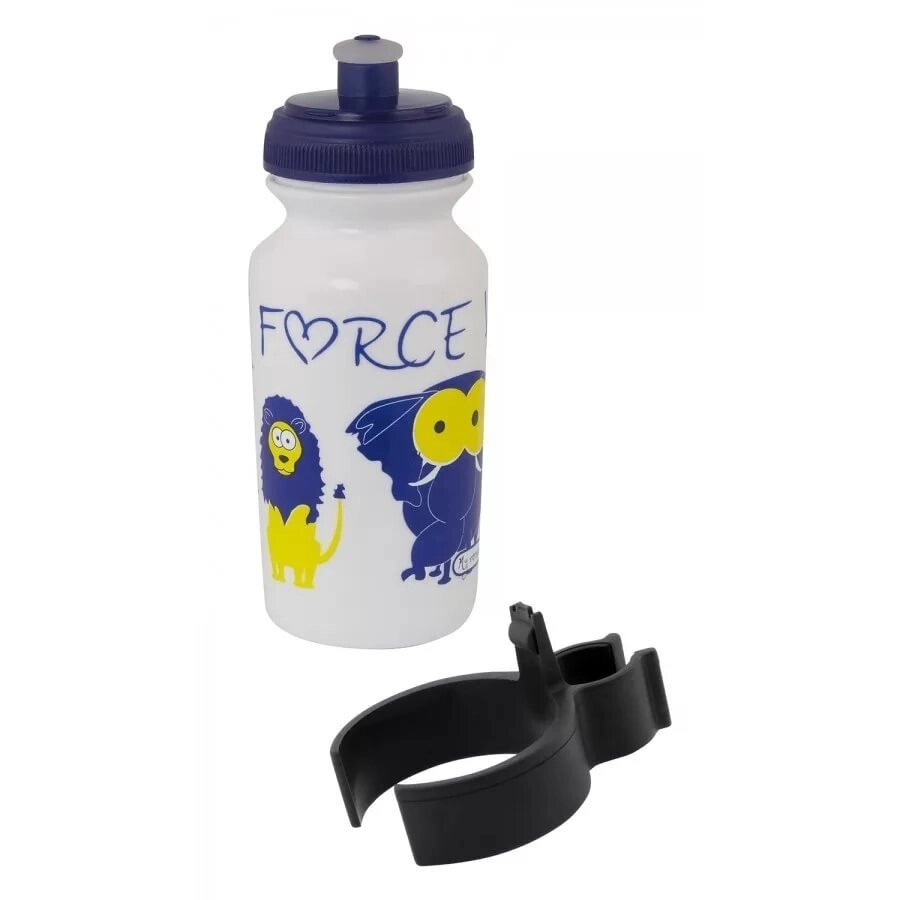 Велобутылка FORCE, ZOO с держателем 0,3л, детский принт, белый - скидка