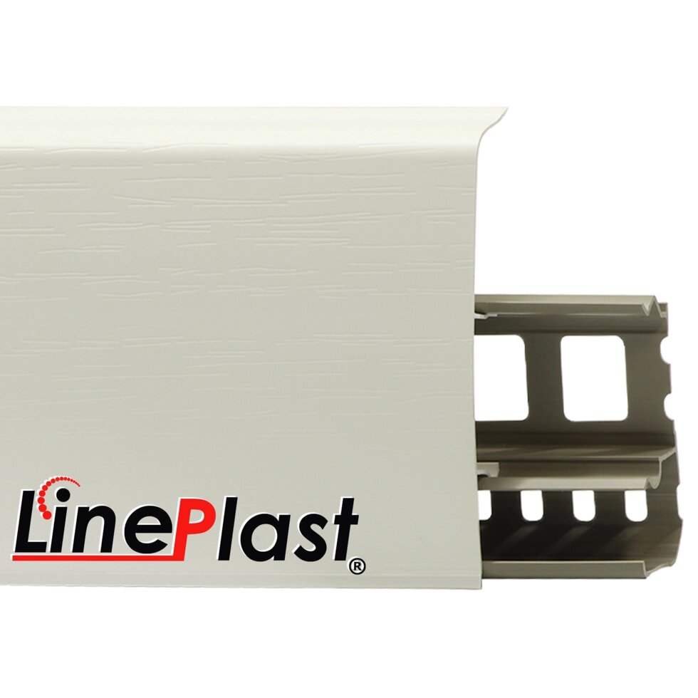 Плинтус Line Plast 85 мм LS001 – Белый с тиснением от компании Интернет-магазин отделочных материалов «Konturs. by» - фото 1