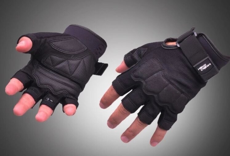 Тактические перчатки Hand Crew короткие пальцы от компании Интернет-магазин отделочных материалов «Konturs. by» - фото 1