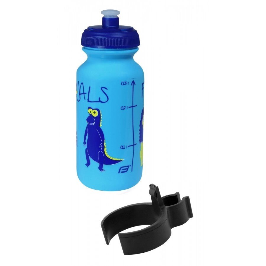 Велобутылка FORCE, ZOO с держателем 0,3л, детский принт, синяя от компании Интернет-магазин отделочных материалов «Konturs. by» - фото 1