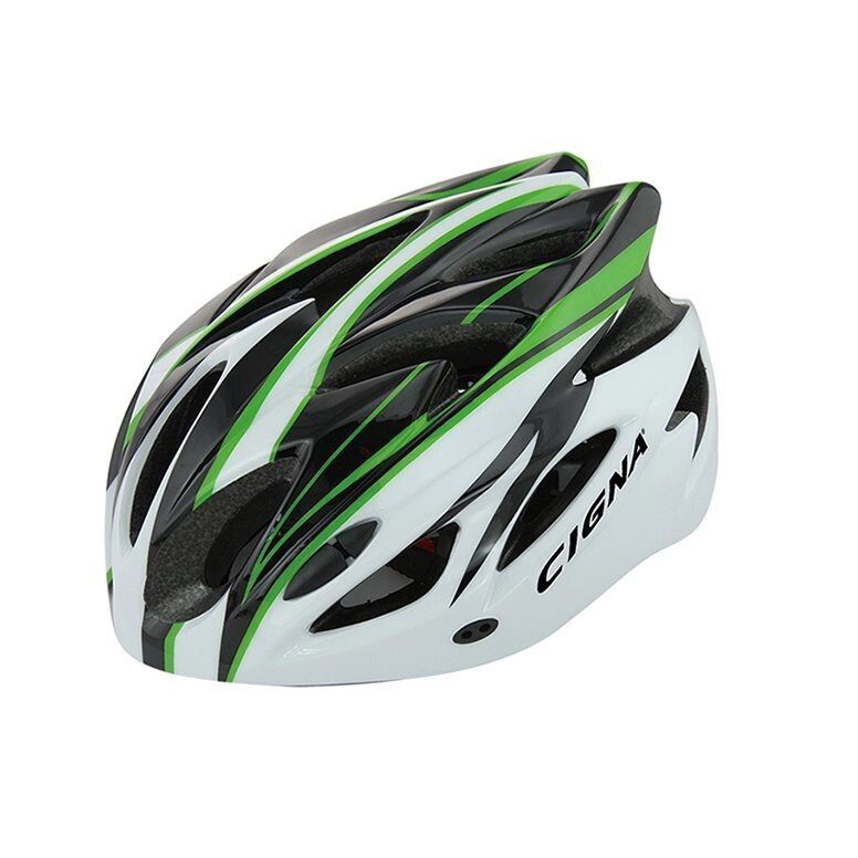 Велошлем Cigna WT-012 (чёрный/зелёный/белый) от компании Интернет-магазин отделочных материалов «Konturs. by» - фото 1