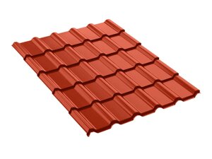 Металлочерепица "Нарочанка", 0,5 мм, длина волны 350х25, Rooftop Бархат, RAL 8004 (Медно-коричневый), 4.377