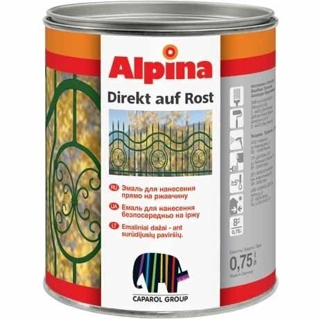 Alpina «Direkt auf Rost» 0.75л Эмаль для покрытия заржавевшего и чистого металла. от компании ООО "Наш дах" - фото 1