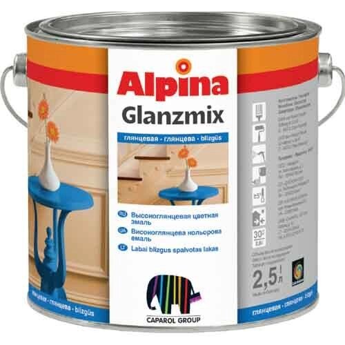 Эмаль.Alpina «Glanzmix Weiss Base 1» Ударопрочность. Хорошая эластичность. Белый цвет. от компании ООО "Наш дах" - фото 1