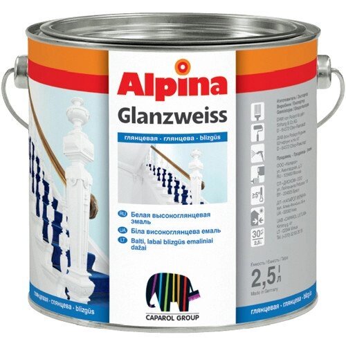 Эмаль. Alpina «Glanzweiss» Устойчива к моющим и дезинфекционным свойствам. от компании ООО "Наш дах" - фото 1