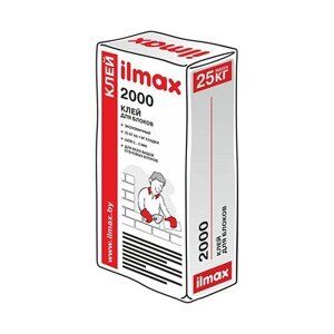 Ilmax «2000 М» Морозостойкий клей используется для ячеистого бетона, кирпича и камня.