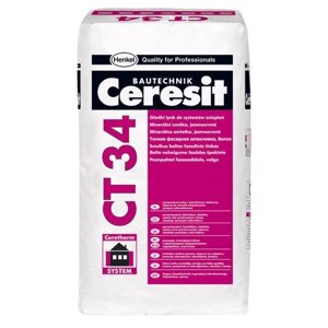 Шпатлёвка Ceresit «CT 34» Применяется для отделки фасадов и интерьеров