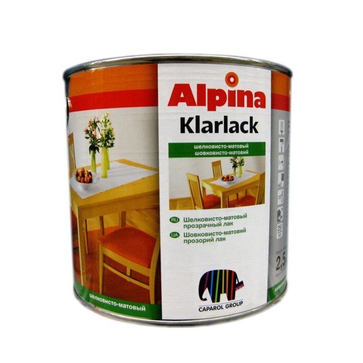 Alpina «Klarlack glanzend» Подходит для внутренних и внешних работ. Глянцевая фактура. - распродажа