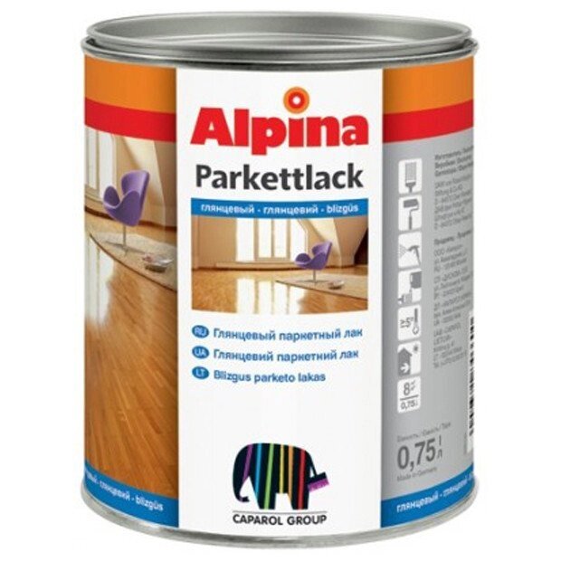 Alpina «Parkettlack glanzend» Устойчив к истиранию и воздействию моющих средств. - характеристики