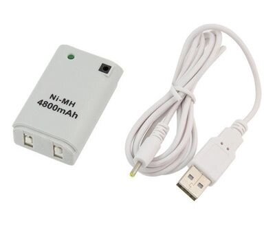 Аккумулятор для XBOX 360 White + USB кабель от компании Компания «Про 100» - фото 1