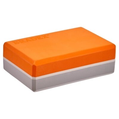 Блок для йоги Bradex SF 0731, оранжевый (Block yoga orange/grey 1575c/Cool Grey 4c) от компании Компания «Про 100» - фото 1