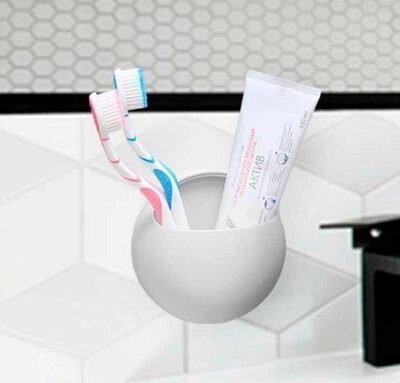 Держатель настенный  универсальный, белый (Egg design toothbrush sucker holder white) TD 0571 от компании Компания «Про 100» - фото 1