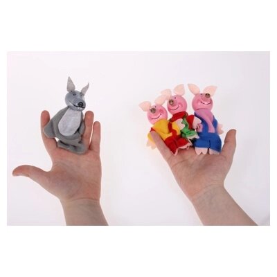 Детский пальчиковый кукольный театр «ТРИ ПОРОСЁНКА И ВОЛК» (Finger puppet game set) DE 0513 от компании Компания «Про 100» - фото 1