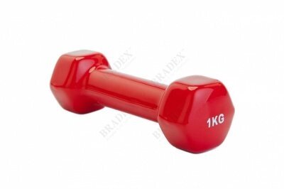 Гантель обрезиненная 5 кг, красная (rubber covered barbell 5 kg RED) от компании Компания «Про 100» - фото 1