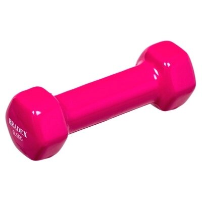 Гантель обрезиненная, розовая 0,5 кг (Rubber covered barbell 0.5kg pink) SF 0532 от компании Компания «Про 100» - фото 1