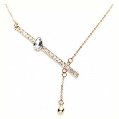 Колье «ХРУСТАЛЬНАЯ КАПЛЯ» цвет золотой (Chain with pendant) (AS 0054) от компании Компания «Про 100» - фото 1