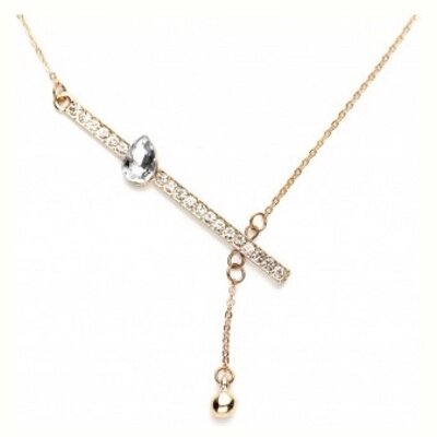 Колье «хрустальная капля» цвет золотой (chain with pendant) (AS 0054)