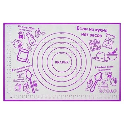 Коврик для приготовления с разметкой, 60х40 см, силикон, фиолетовый (Non-stick Silicone Pastry mat, violet) TK 0500 от компании Компания «Про 100» - фото 1