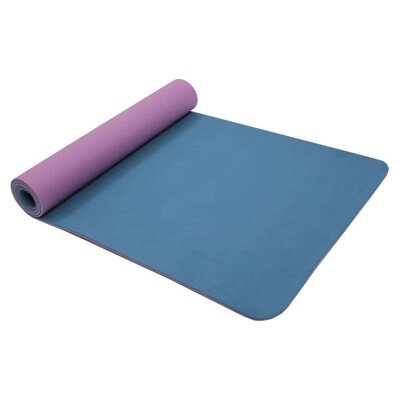 Коврик для йоги 183*61*0,6 TPE двухслойный фиолетовый/голубой (Yoga mat 173*61*0,6  TPE violet/sky) SF 0402 от компании Компания «Про 100» - фото 1