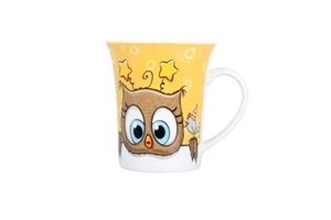 Кружка фарфоровая «Совушка» желтая, 340 мл. (Decal mugs YM1810023 yellow without words) TK 0313