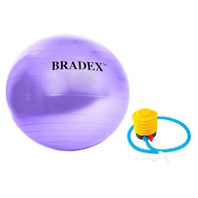 Мяч для фитнеса «ФИТБОЛ-65» Bradex SF 0718 с насосом, фиолетовый (Fitness Ball 65 сm with pump. Pantone number 814C.) от компании Компания «Про 100» - фото 1