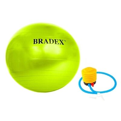 Мяч для фитнеса «ФИТБОЛ-65» Bradex SF 0720 с насосом, салатовый (Fitness Ball 65 сm with pump. Pantone number 382C.) от компании Компания «Про 100» - фото 1