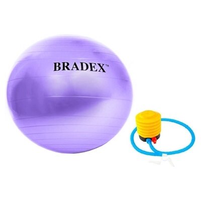 Мяч для фитнеса «ФИТБОЛ-75» Bradex SF 0719 с насосом, фиолетовый (Fitness Ball 75 сm with pump. Pantone number 814C.) от компании Компания «Про 100» - фото 1