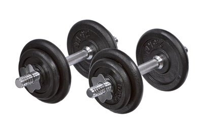 Набор гантелей + гриф для штанги 30 кг, пластиковый кейс (black dumbbell set + bar 30 kg) SF 0558 от компании Компания «Про 100» - фото 1