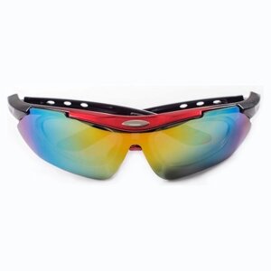 Очки спортивные солнцезащитные с 5 сменными линзами в чехле, красные (Sport Sunglasses, red)