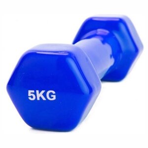 Гантель обрезиненная 5 кг, синяя (rubber covered barbell 5 kg BLUE)