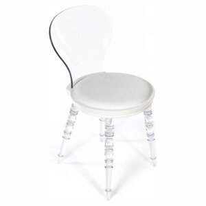 Стул Babel белый с прозрачными ножками (177-EPC CLEAR BACKREST+WHITE SEAT/WHITE PU CUSHION+CLEAR LEGS) FR 0058