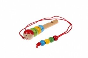 Свисток деревянный на шнурке «ГУСЕНИЦА» (Whistle pipe, caterpillar) DE 0511