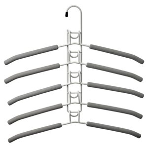 Вешалка-трансформер для одежды 5 в 1, 38x40, «ГИНГО», металл, пена, серая (clothes hanger, grey) TD 0723