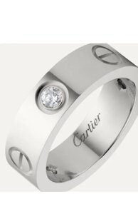 Кольцо по мотивам Cartier в серебре с прозрачным камнем