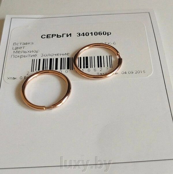 Серьги кольца , диаметр 1,2см. арт. 33231цр от компании Интернет магазин «Люкси» - фото 1