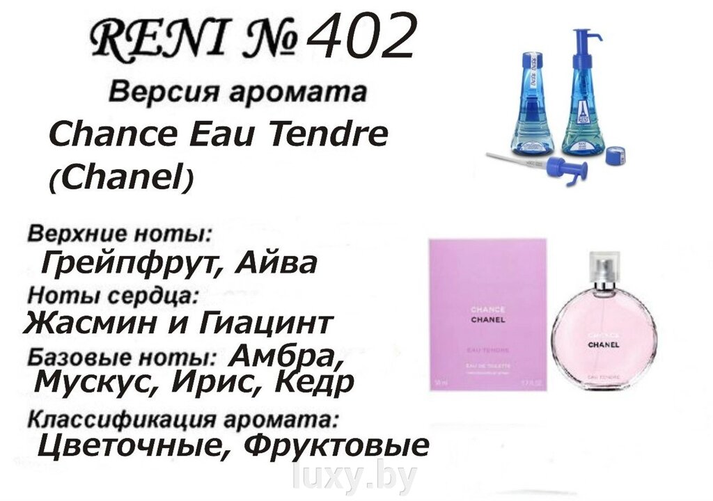 Женская парфюмерная вода Reni 402 Аромат направления Chance Tendre (Chanel) - 100 мл от компании Интернет магазин «Люкси» - фото 1