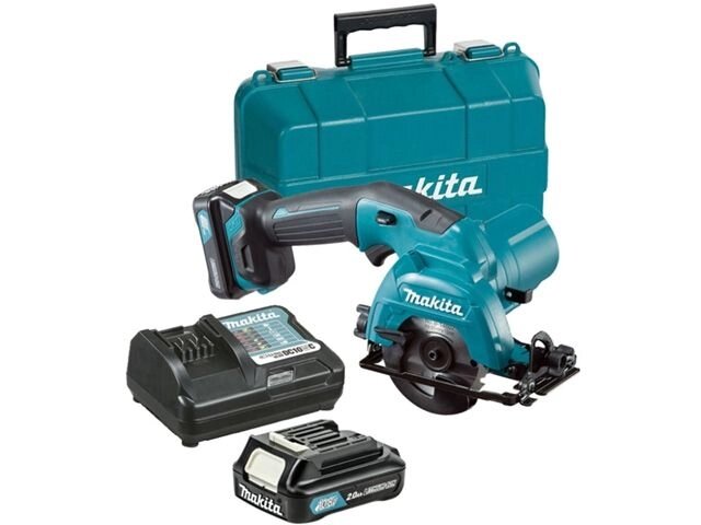 Аккум. циркулярная пила MAKITA HS 301 DWAE в чем. (10.8 В, 2 акк., 2.0 А/ч, Li-Ion, 85х15 мм, до 26 мм) от компании ООО "ИнструментЛюкс" - фото 1